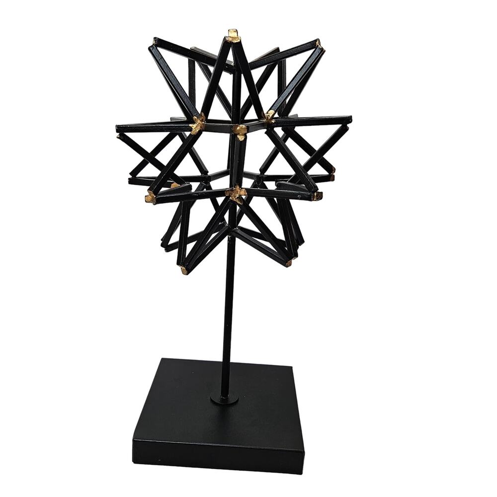 Black Metal‎ Starburst Sculpture on Stand Table Top Decor
